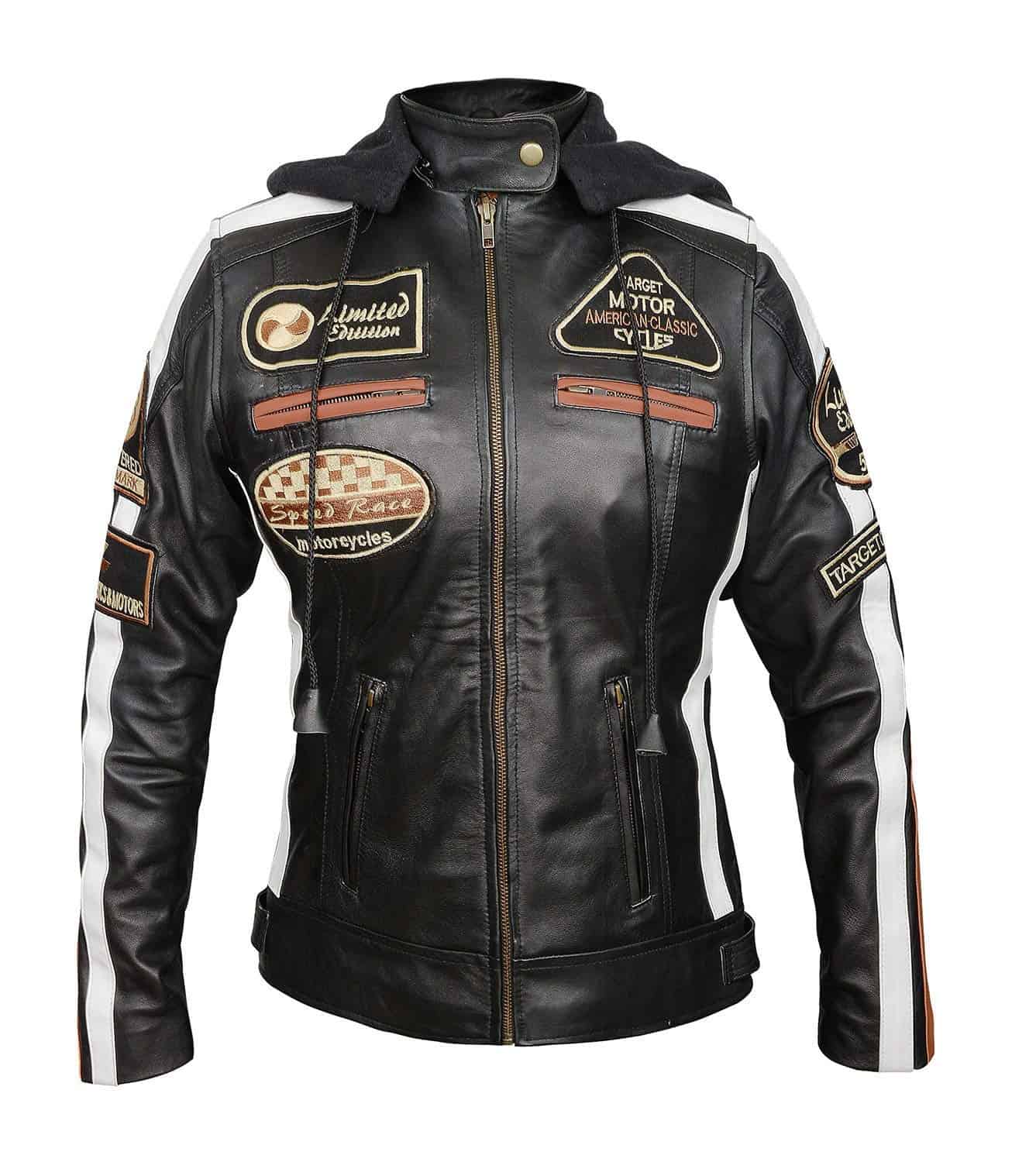 Chaqueta de Cuero Acolchada con Armadura Desmontable y