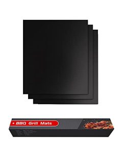 Tiardey 3 Piezas Black BBQ Grill Mat, 40x33CM(15.7x13 '')