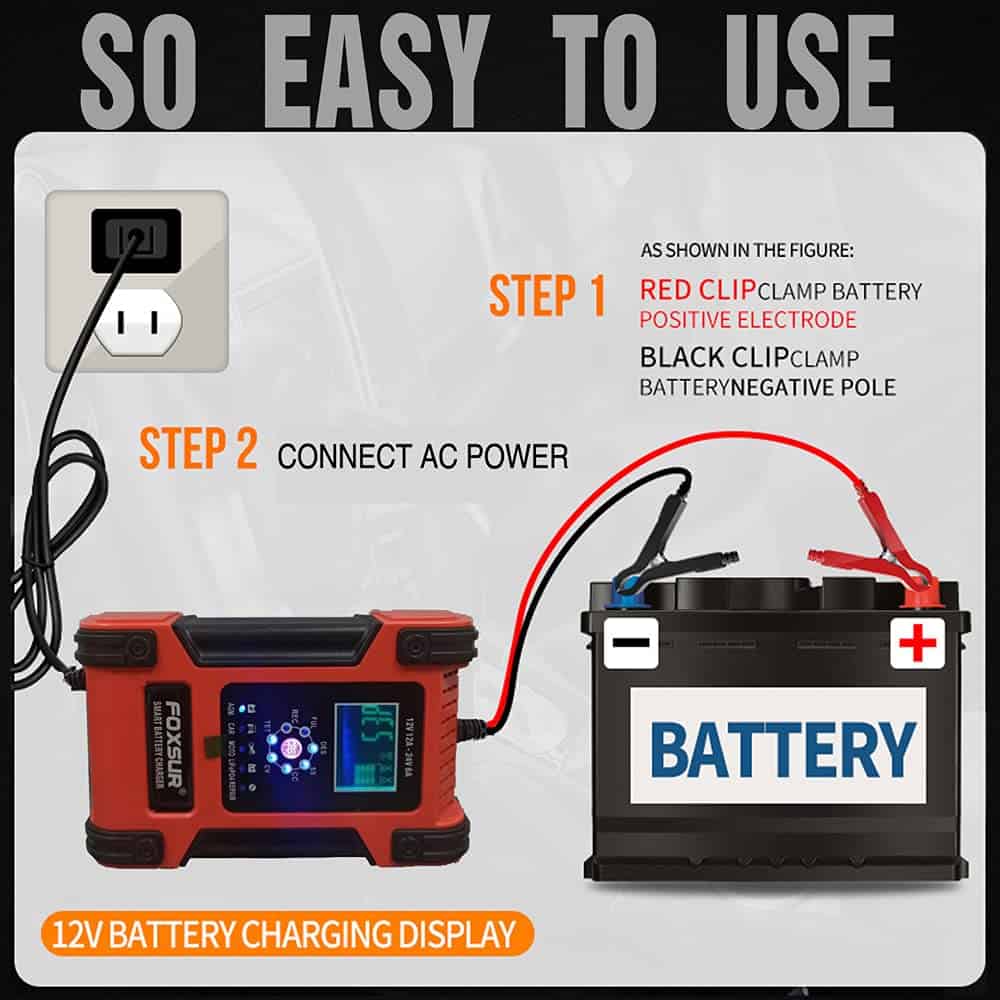 Cargador Inteligente FOXSUR 12V 24V 12A para Baterías de - Imagen 8