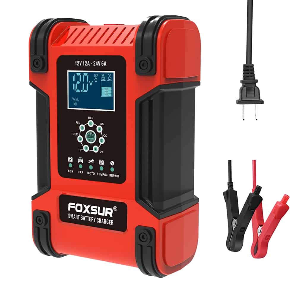Cargador Inteligente FOXSUR 12V 24V 12A para Baterías de