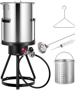 VIVOHOME 30 Qt. Olla de Freír de Pavo de Aluminio con Kit
