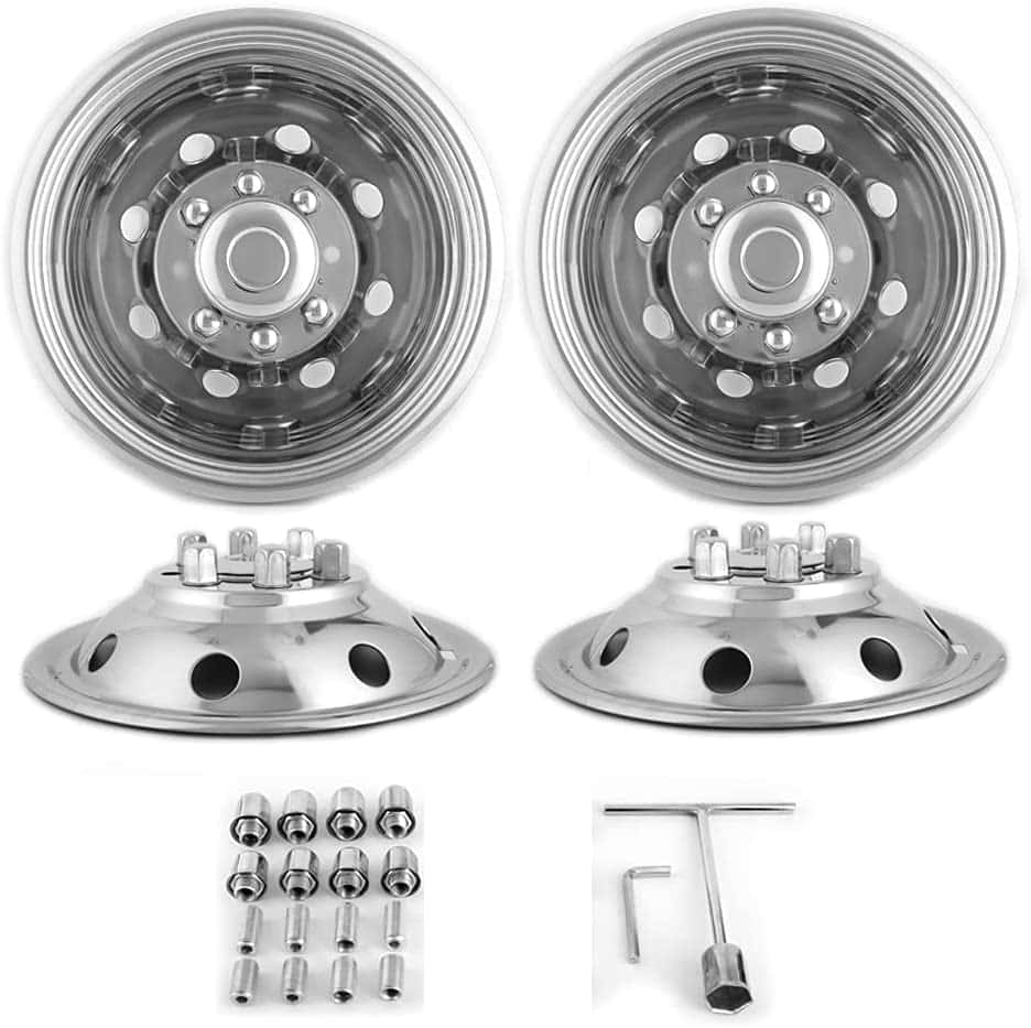 Kucaruce 4pcs 16" Polished Stainless Steel Dually Wheel - Imagen 3
