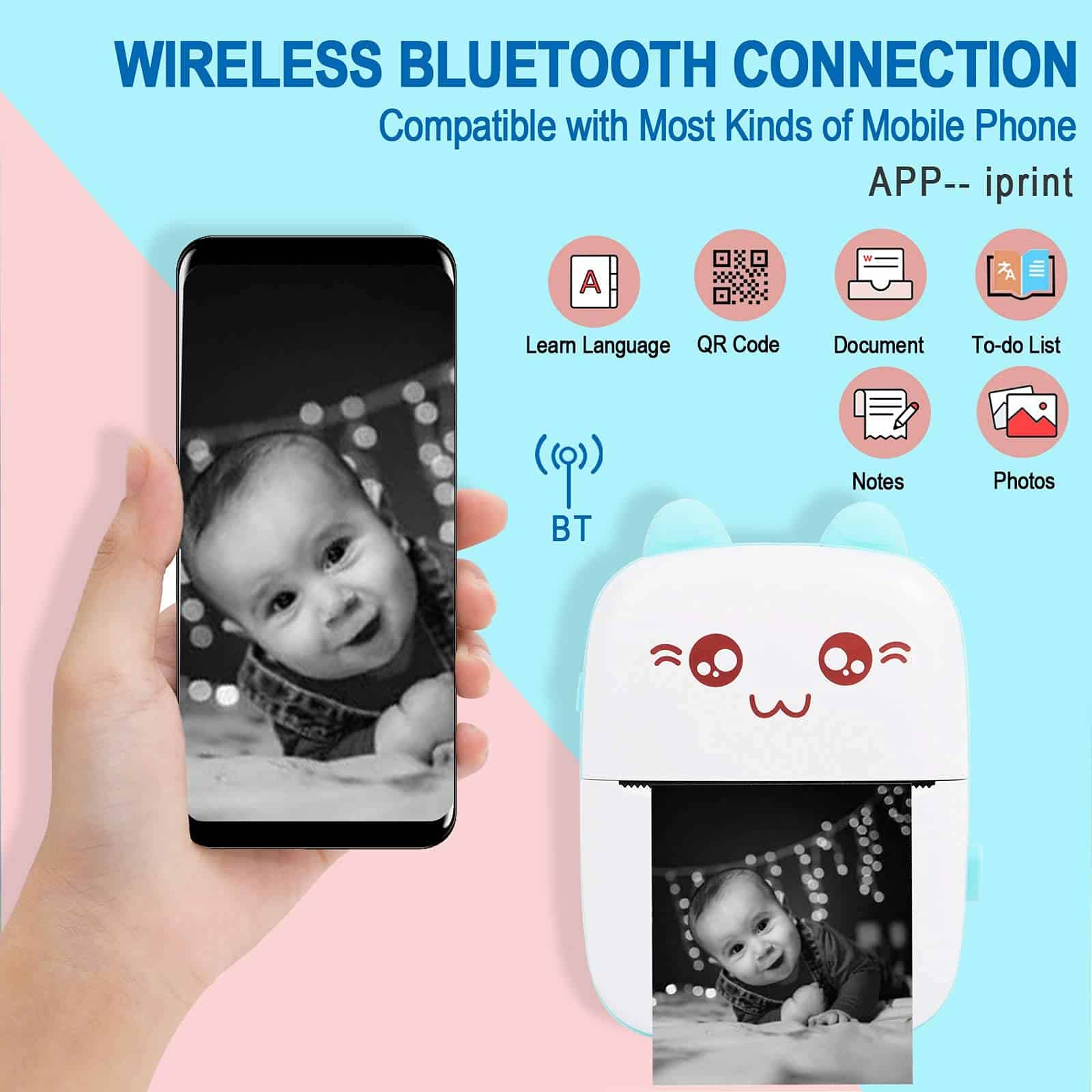 Impresora Portátil, Mini Bolsillo Inalámbrico Bluetooth con - Imagen 9