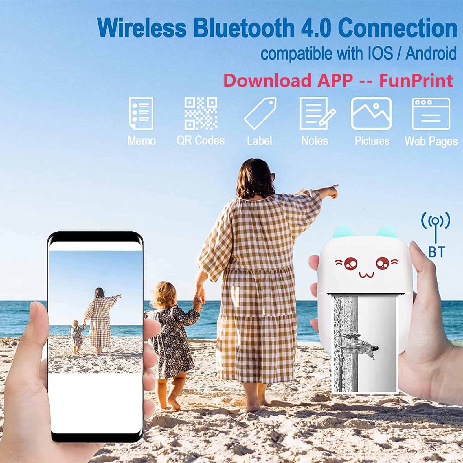 Impresora Portátil, Mini Bolsillo Inalámbrico Bluetooth con - Imagen 5