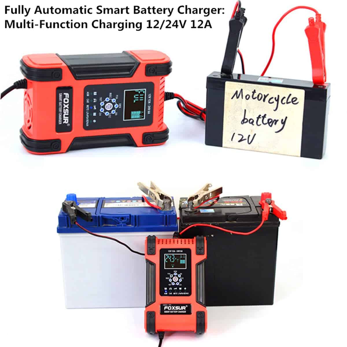 Cargador/Mantenedor de Batería de Coche FOXSUR 12V/24V - Imagen 4