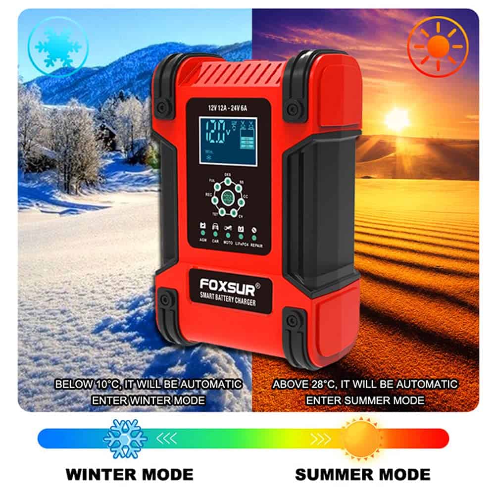 Cargador/Mantenedor de Batería de Coche FOXSUR 12V/24V - Imagen 7