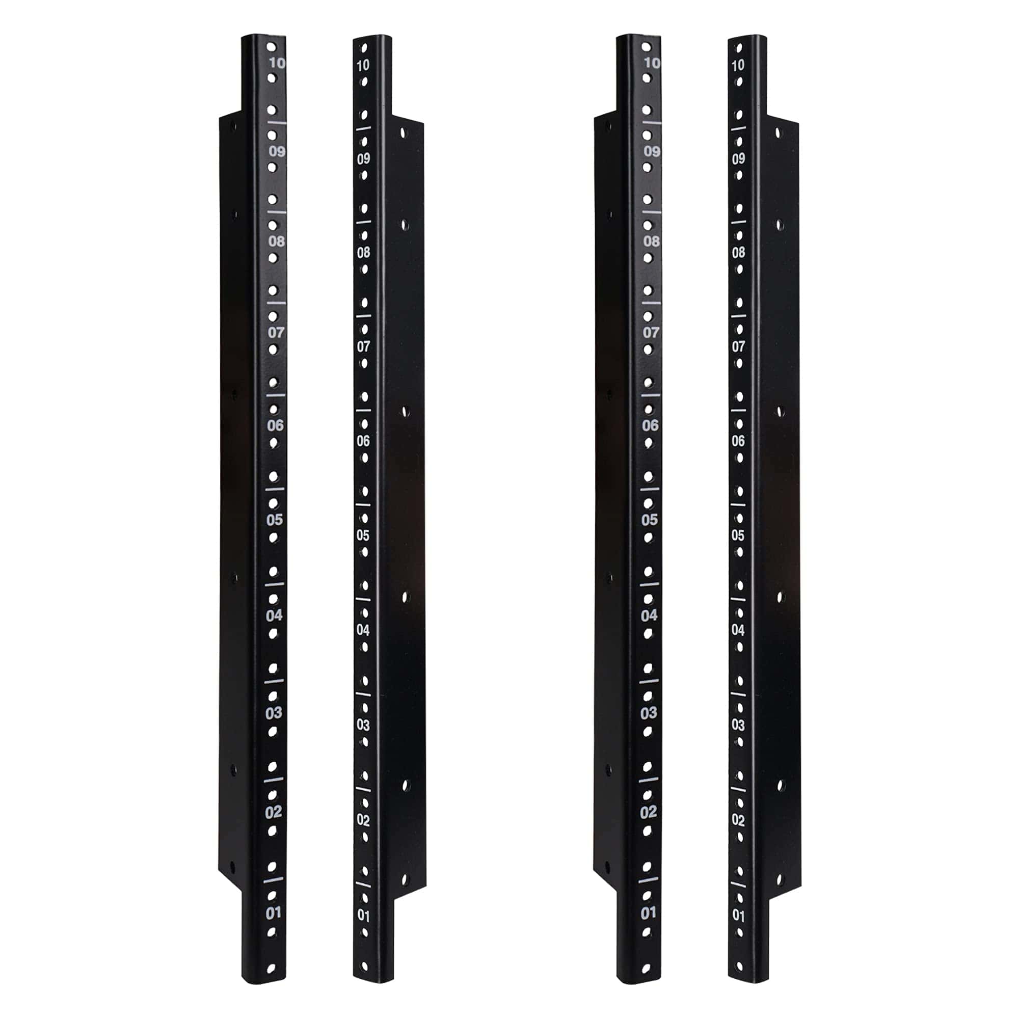 Sound Town 4-Pack 10U Steel Rack Rails, with Black Powder