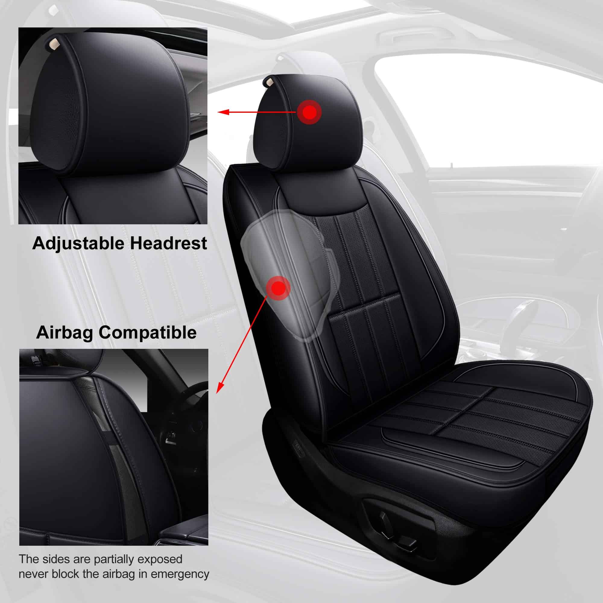 Fundas de asiento de cuero/cuero sintético AOOG para - Imagen 7
