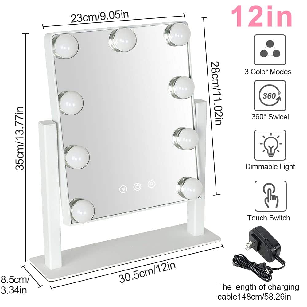 Espejo de tocador con luces Depuley, aumento de 10X Espejo - Imagen 5