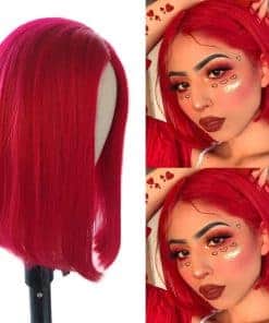 Pelucas de Cabello Humano Rojo Bob Pelucas Sin Encaje