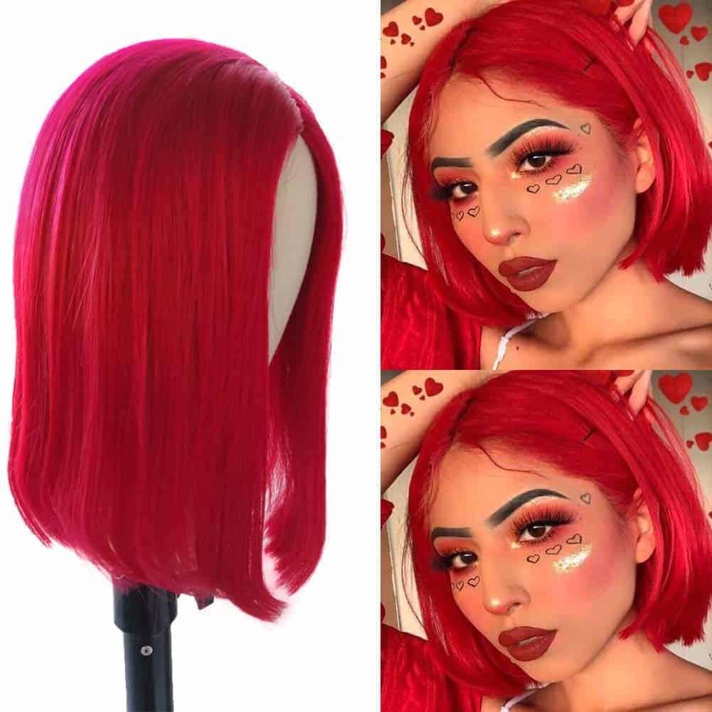Pelucas de Cabello Humano Rojo Bob Pelucas Sin Encaje