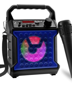Máquina de Karaoke Portátil Risebass con Micrófono y Luces