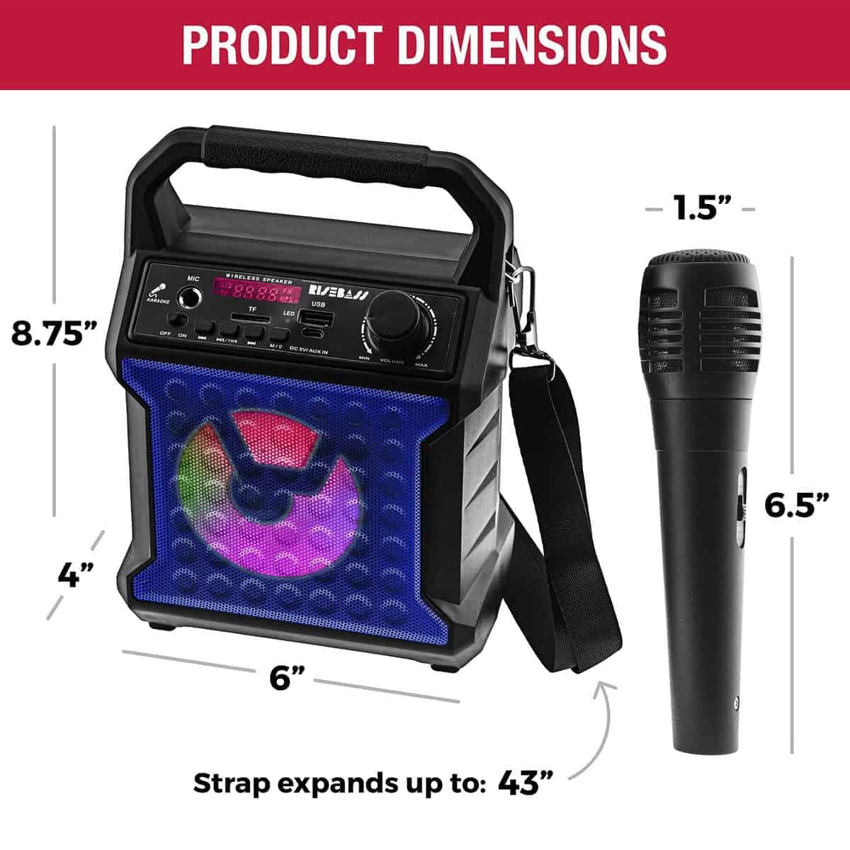 Máquina de Karaoke Portátil Risebass con Micrófono y Luces - Imagen 5