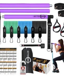 Kit de Barra de Pilates con Bandas de -Morado (20lbs, 30lbs,