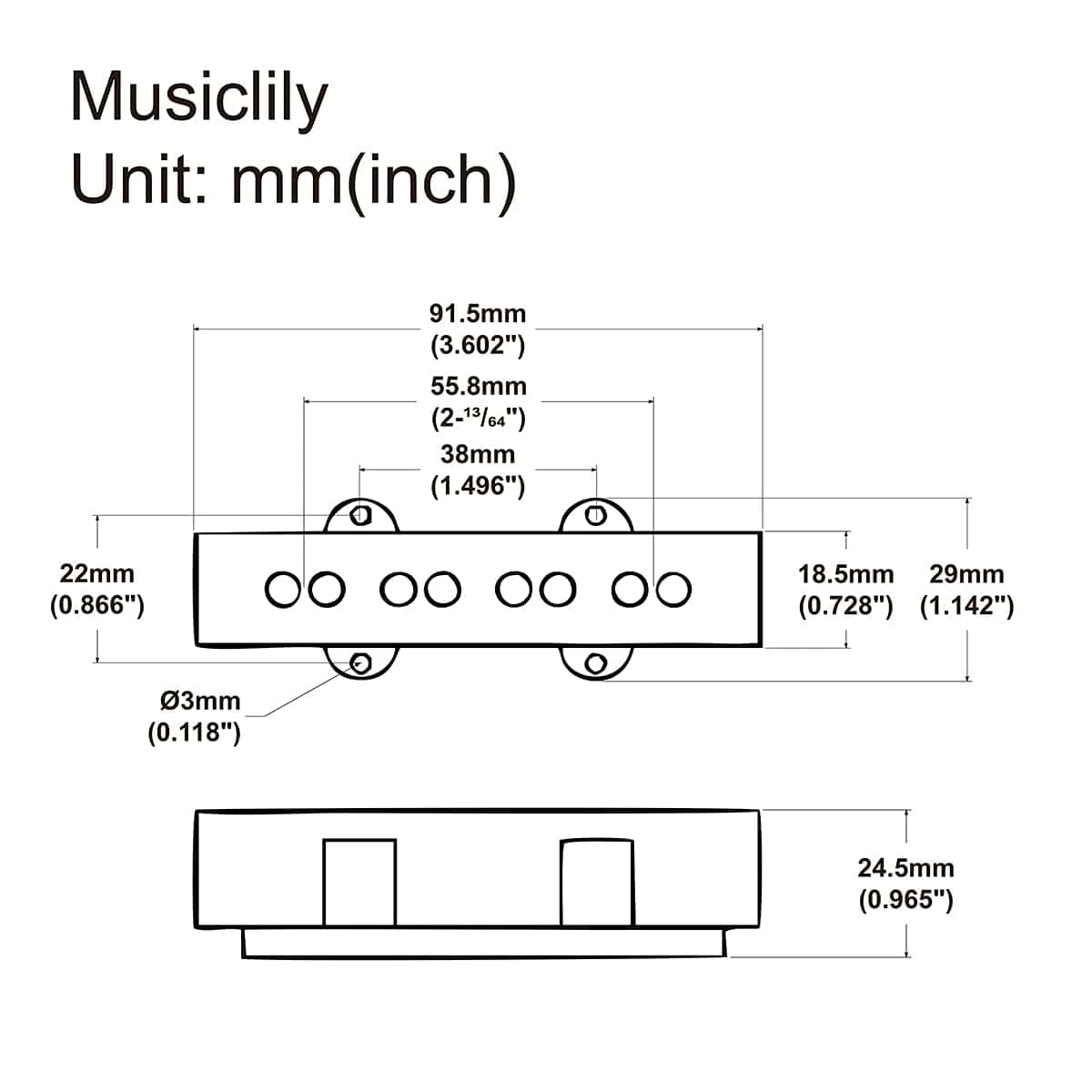 Pastilla de mástil para bajo eléctrico estilo Jazz Bass de - Imagen 3