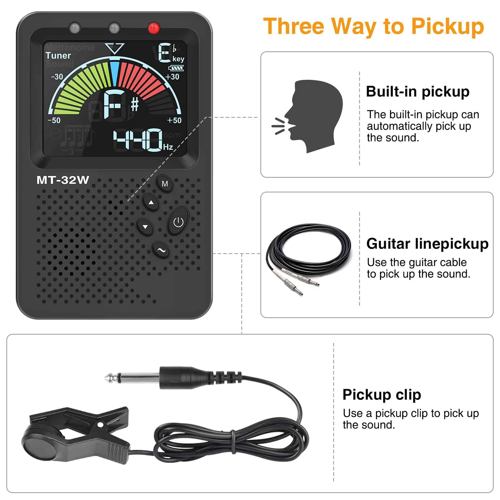 Metronomo Afinador, Recargable 3 en 1 Metronomo -Negro - Imagen 5