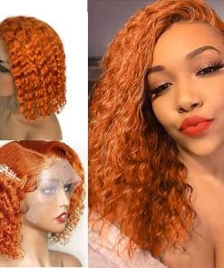 Pelucas Rizadas de Cabello Virgen Naranja de 14 Pulgadas