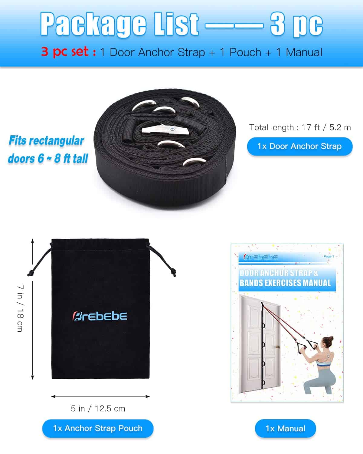 Correa de anclaje de puerta Brebebe para ejercicios con - Imagen 5