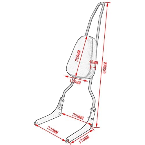 Motaux Respaldo de pasajero para Honda Rebel 250 CMX250 - Imagen 3