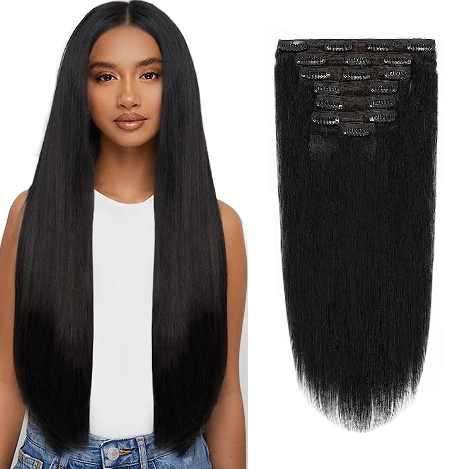 Extensiones de Cabello de Clip Yaki Straight Remy Hair 8A