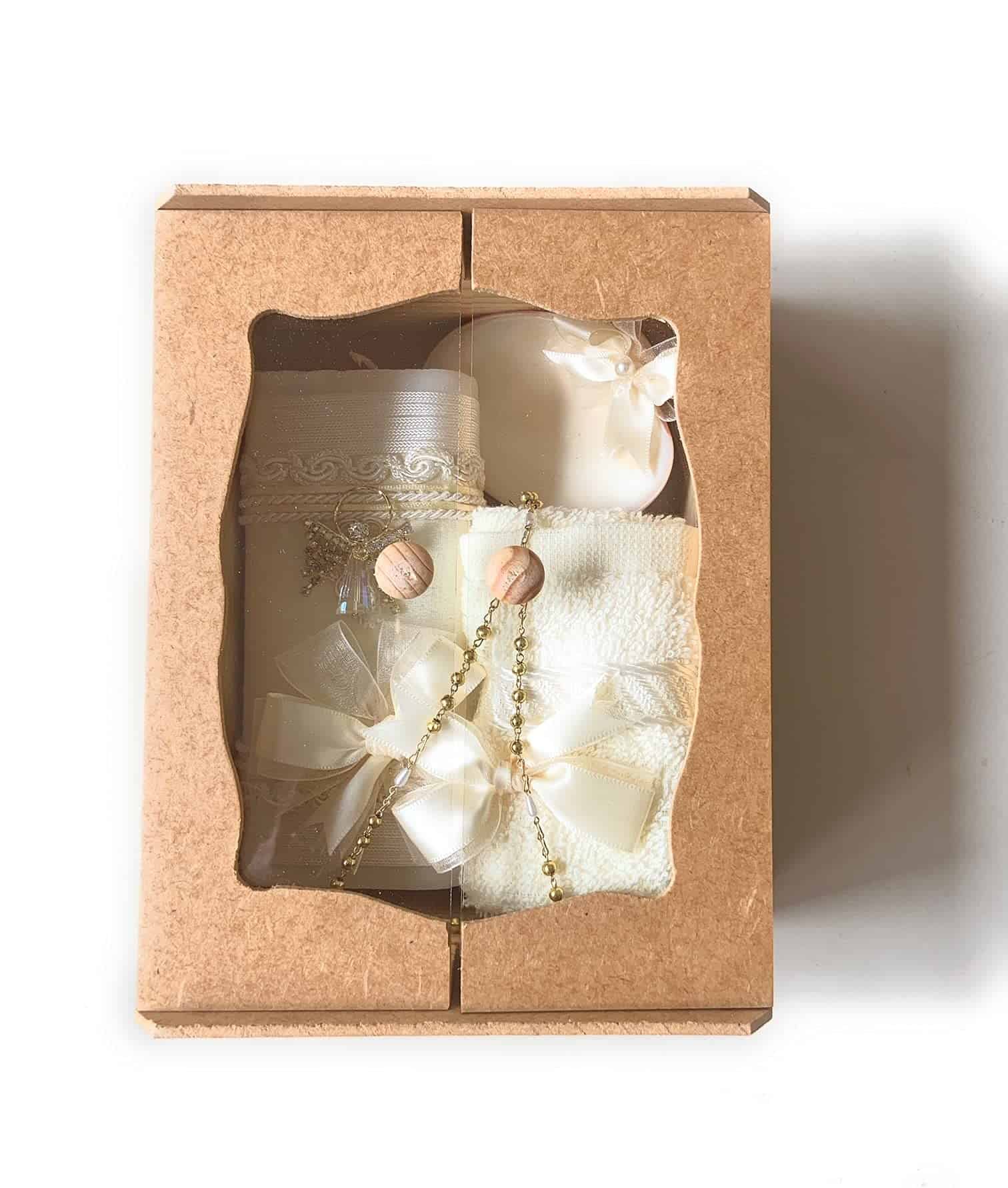 Kit de Bautizo Católico en una Caja de Madera con Toalla, - Imagen 7