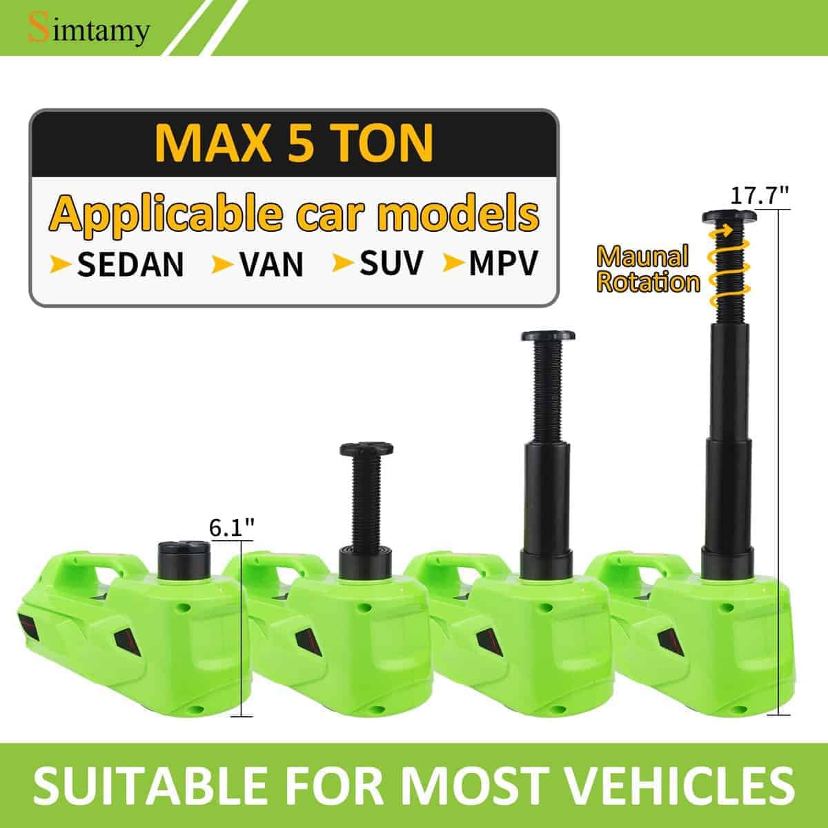 Gato Eléctrico Simtamy 5 Toneladas 12V Gato Hidráulico para - Imagen 3