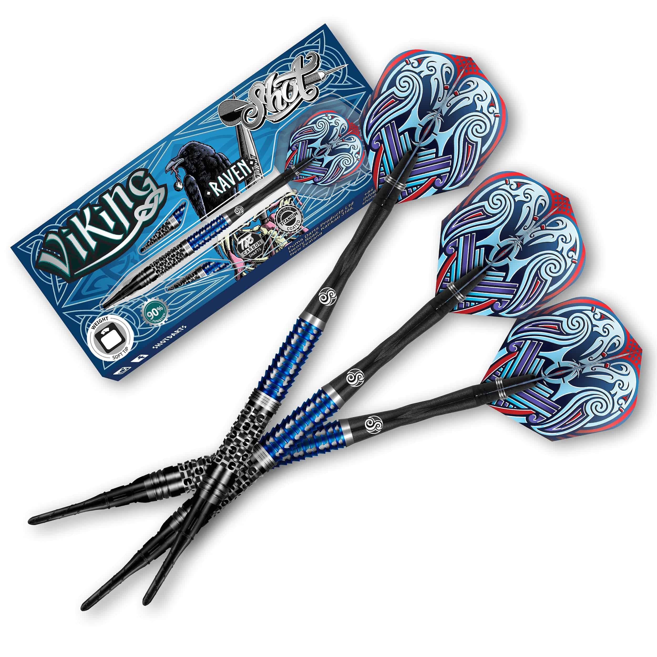 Dardos de Punta Suave Shot, Viking Raven (18g/20g) Barriles