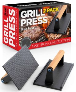Prensa de Parrilla de Hierro Fundido (Juego de 2) - 8 x 4