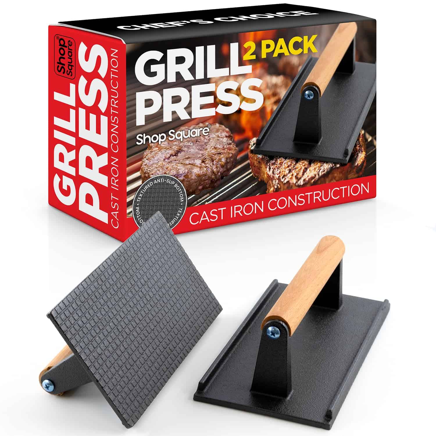 Prensa de Parrilla de Hierro Fundido (Juego de 2) - 8 x 4