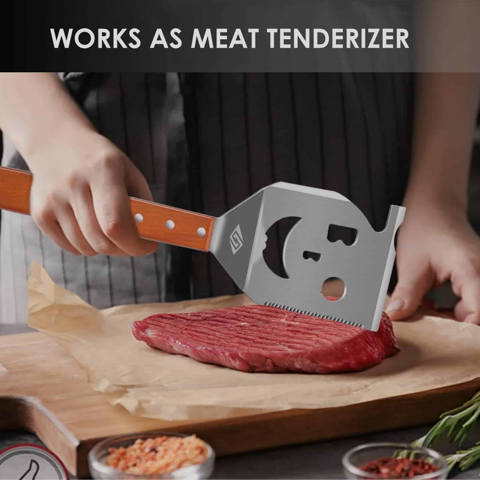 STEVEN-BULL S Juego de Pinzas y Espátula de Barbacoa - Imagen 9