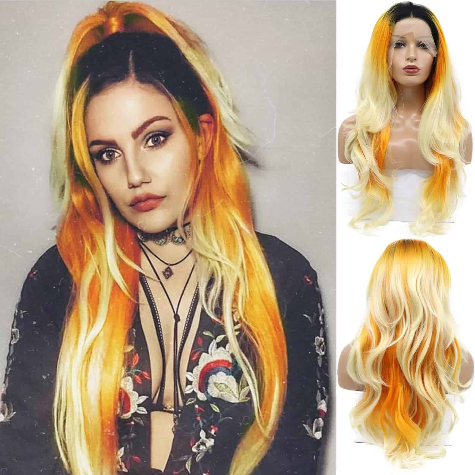 Peluca naranja rubia Karissa Hair con encaje para mujeres