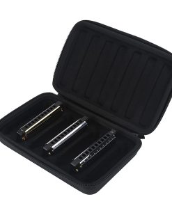 Estuche para armónica, Bolsa con cremallera de cuero PU