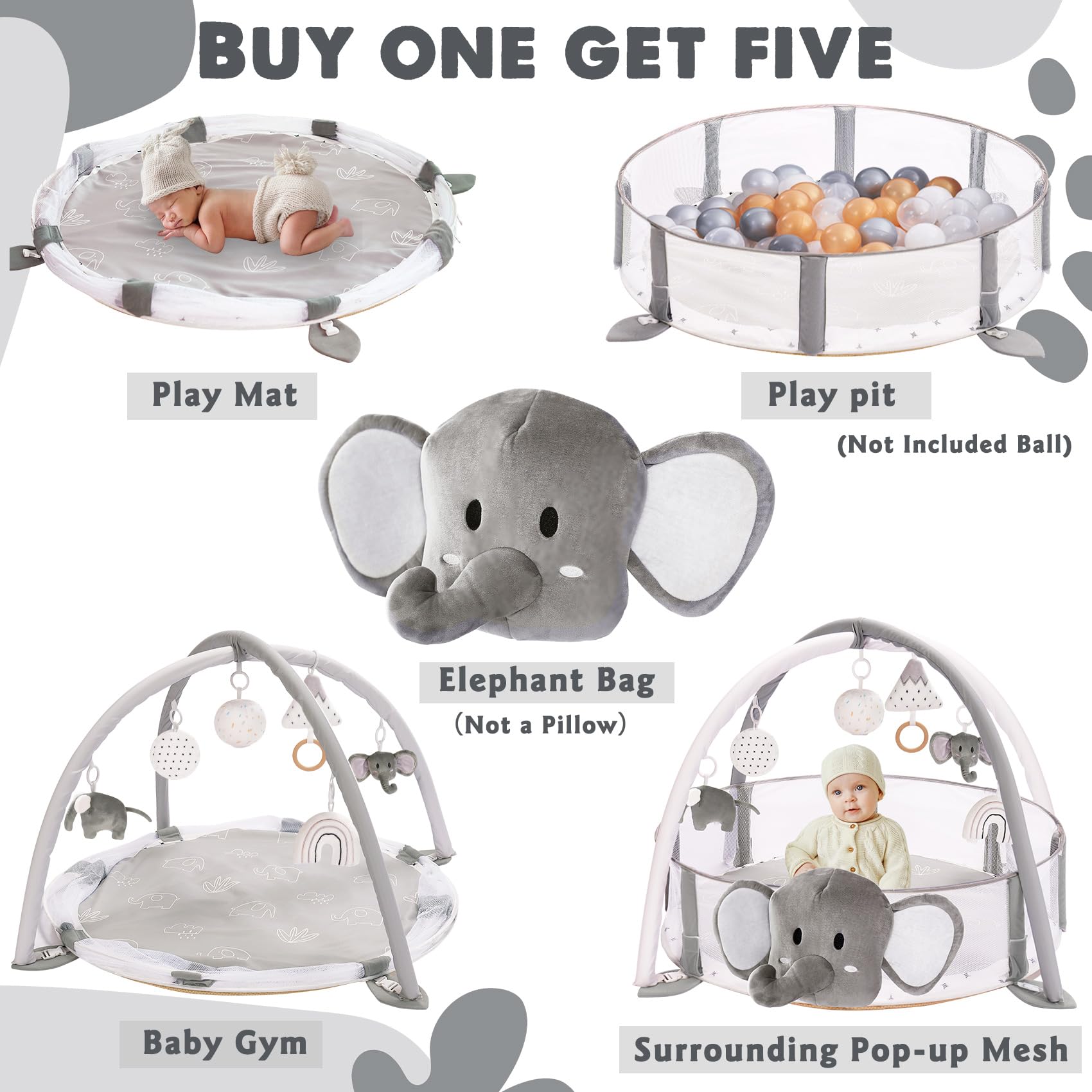 Gimnasio para bebés grande 5 en 1 XL con piscina de - Imagen 4