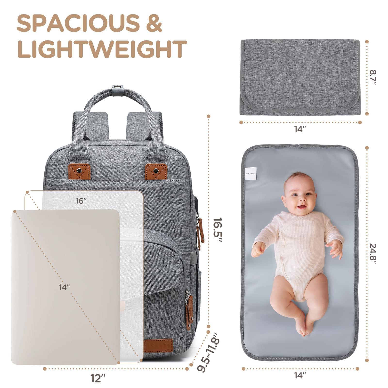 Mochila Pañalera Extra Grande Qualyphant para 2 Niños - - Imagen 8
