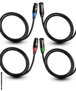 Cables XLR AQOOL 3ft 4 Paquete, XLR Macho a Hembra Chapado