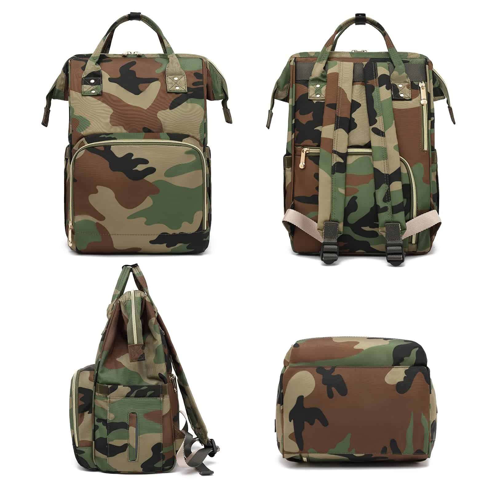 Mochila de pañales Yusudan Camo para niñas, mamá - Imagen 8