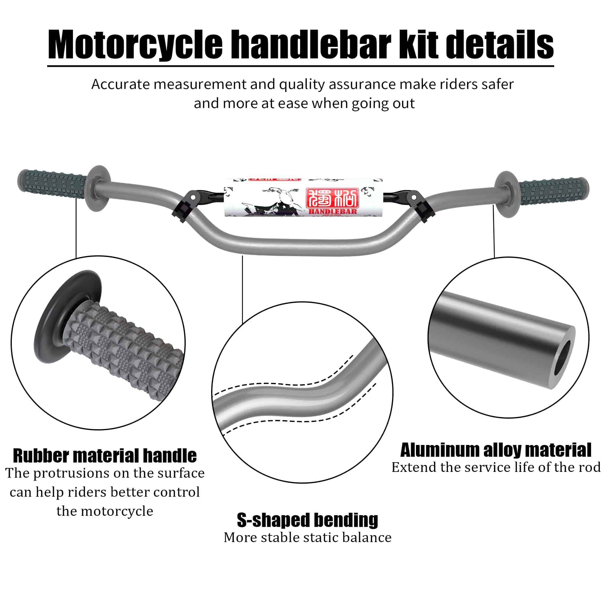 Manillares de Motocicleta de 7/8" de Aluminio con Puños de - Imagen 3