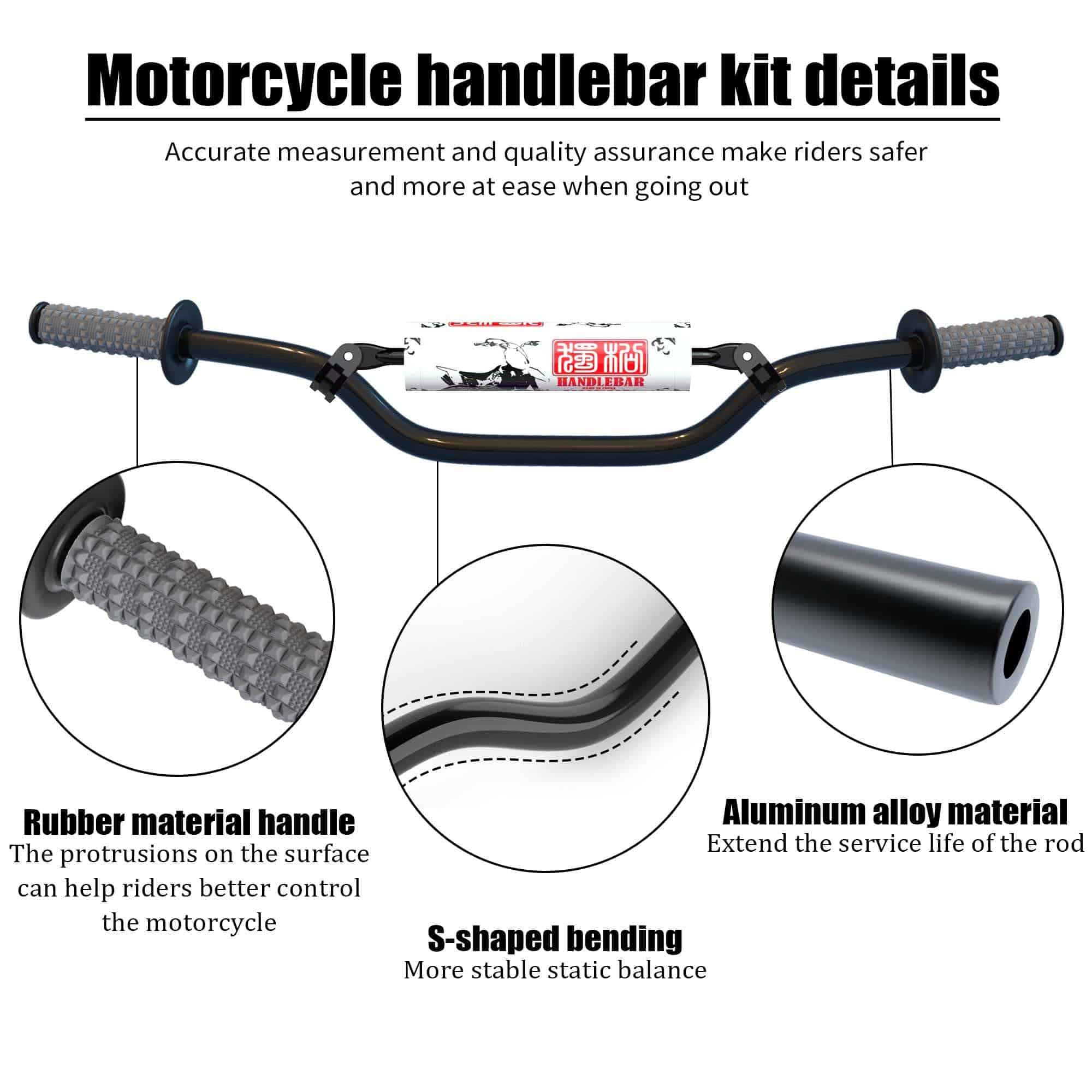 Manillar de Motocicleta de 7/8" de Aluminio con Agarres de - Imagen 3