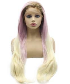 Peluca de Pelo Largo Suelto y Ondulado de Gradiente Morado