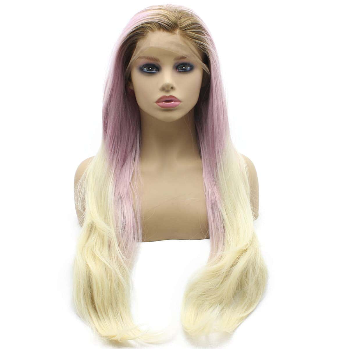 Peluca de Pelo Largo Suelto y Ondulado de Gradiente Morado