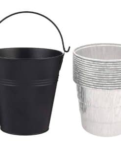 Cubo de goteo de grasa negra grande con kit de