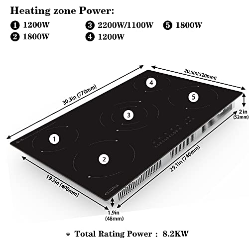 Cocina de vitrocerámica eléctrica de 30 pulgadas, 5 - Imagen 7