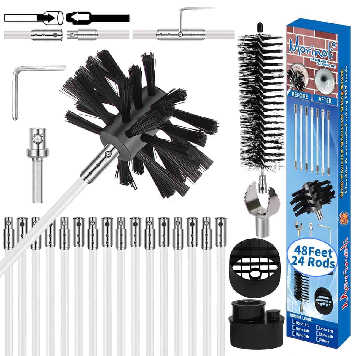 Kit de Limpieza de Conductos de Secadora de 48 Pies,