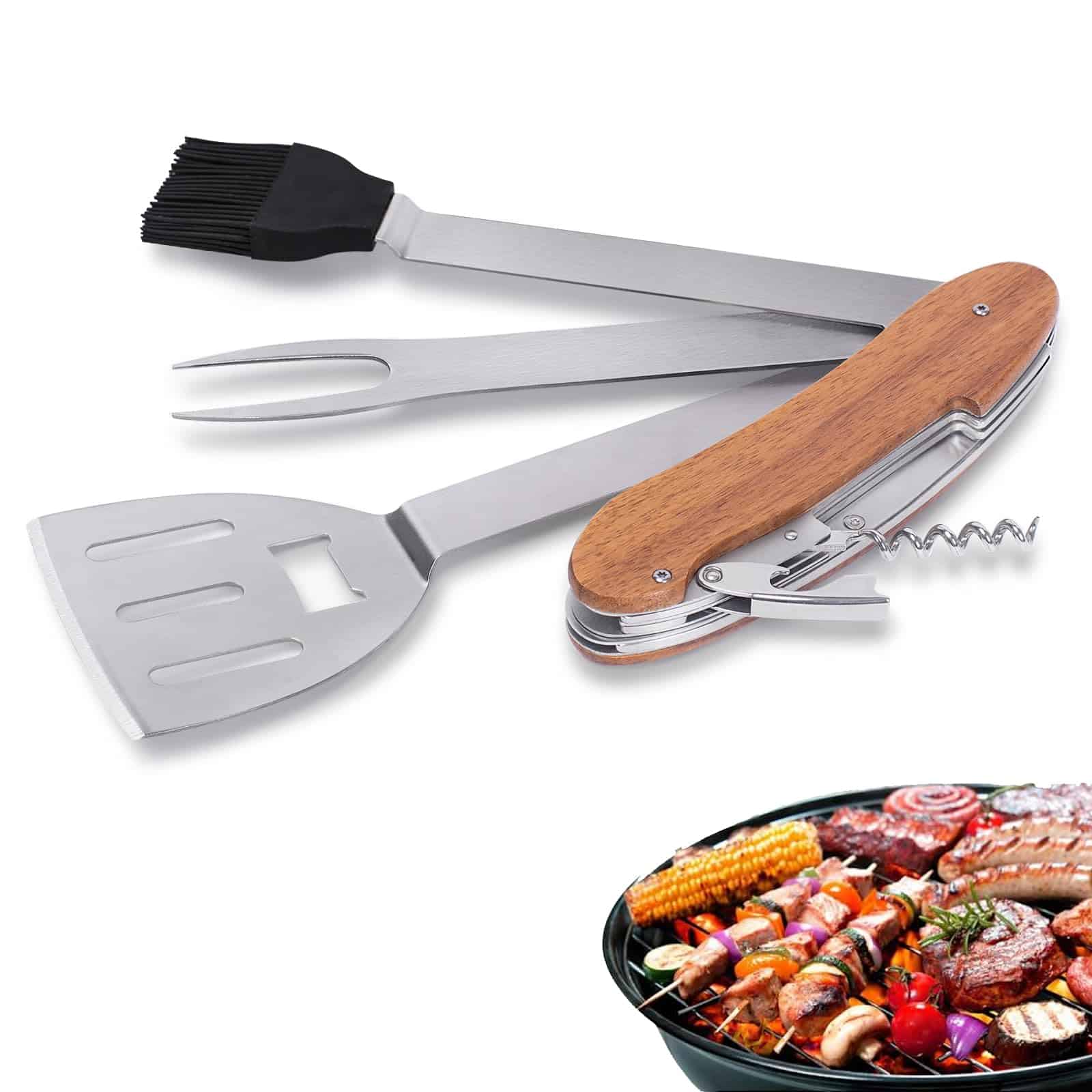 Juego de Herramientas para Barbacoa 5 en 1, Plegable y