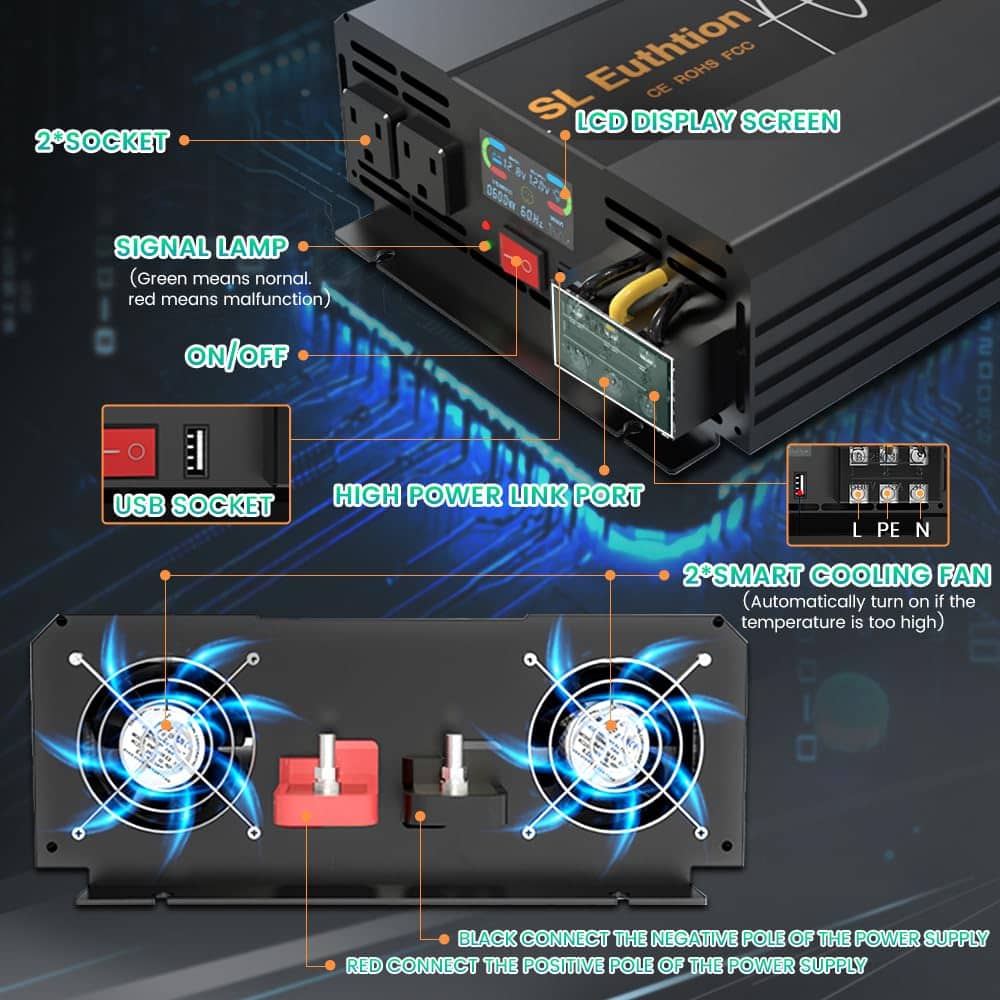 Inversor de corriente de coche de onda sinusoidal pura SL - Imagen 3