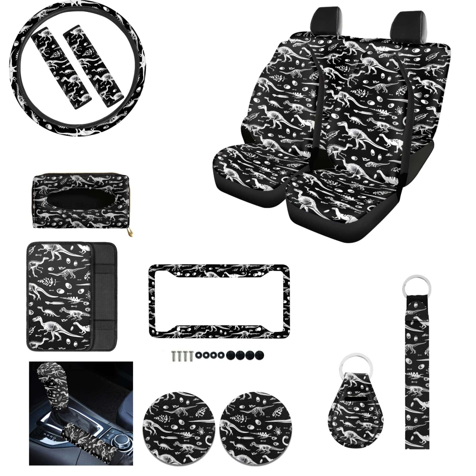 Juego de Fundas de Asientos de Coche con Estampado de