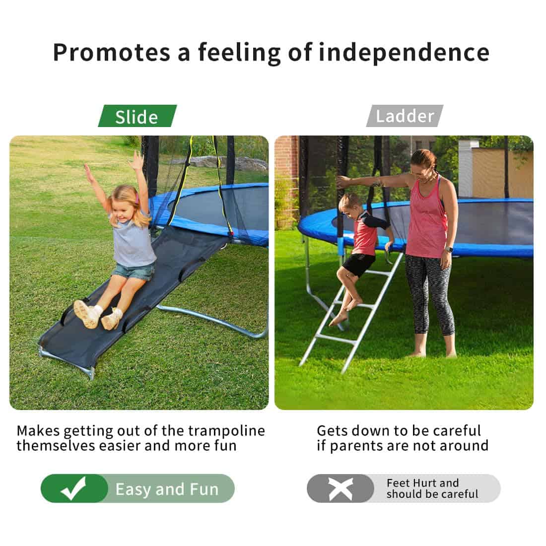 Tobogán para Trampolín FirstE, Ancho 22" Escalera de - Imagen 3