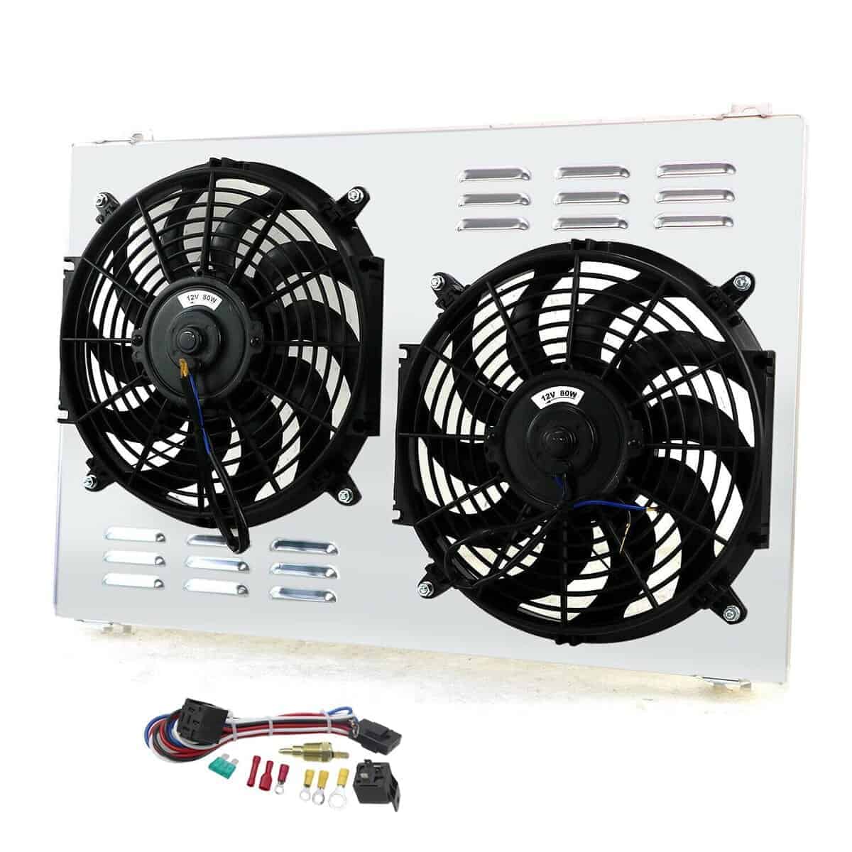 ECMRAD Radiador Shroud + Ventiladores Eléctricos de 12V