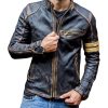 Chaqueta de Cuero para Motocicleta Vintage Retro Biker Cafe
