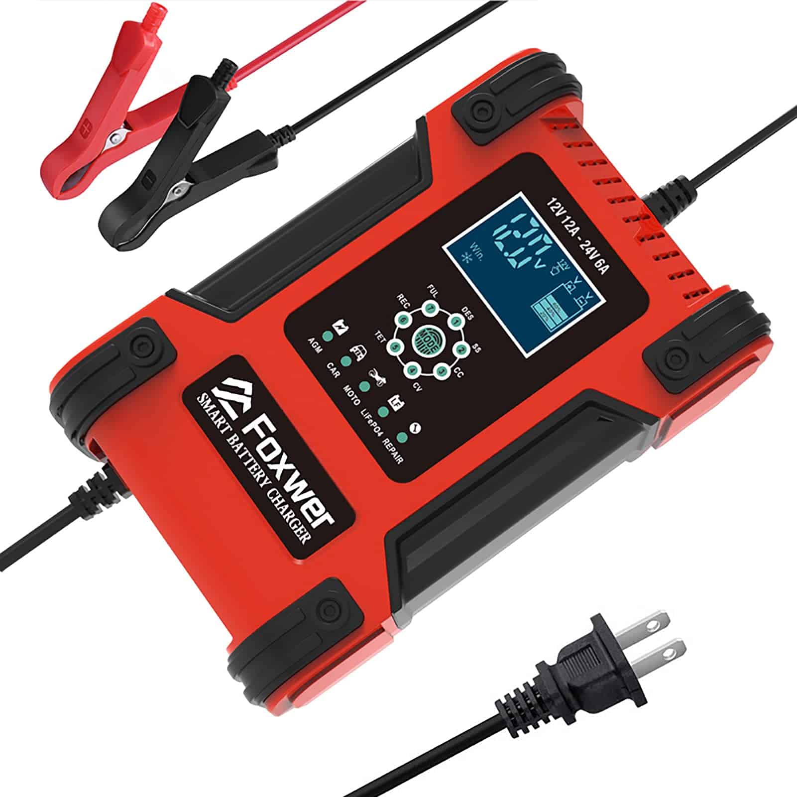 Cargador Inteligente FOXWER de 12 Amperios Totalmente